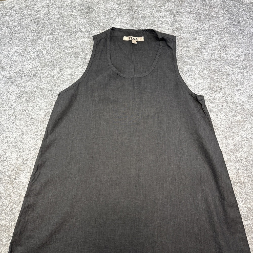 Flax linen maxi dress women's S 6-10 black minimalist lagenlook racerback NWOT